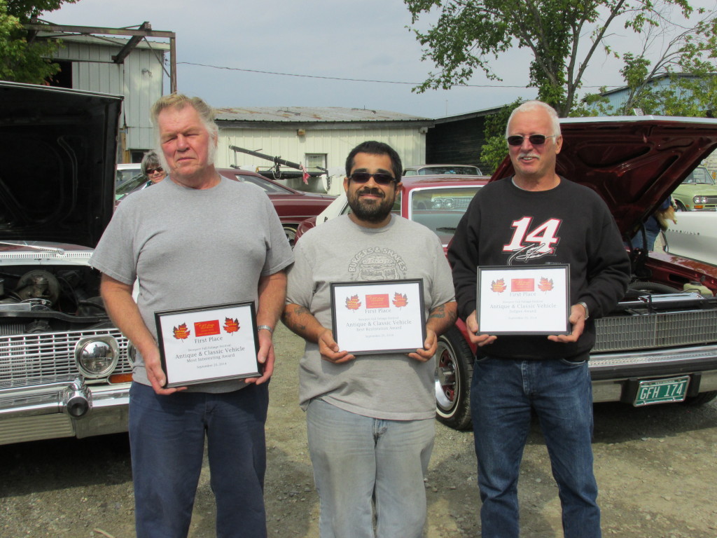 Award winners from the Newport Fall Foliage Festival Antique Car Show. From left to right:  Chick Gagnon, Kenneth Farino and Larry Gaboriault. All photos courtesy of Newport Live. 