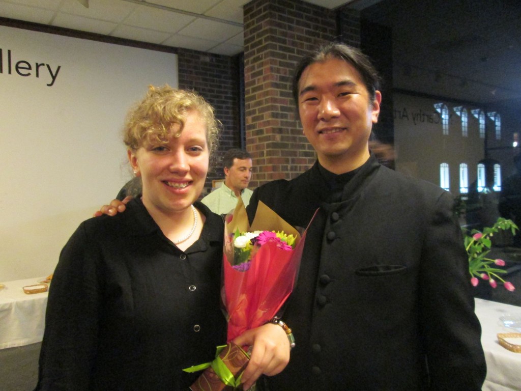 Conductor Dr. Yutaka Kono with Saigelyn Green after the BCO concert on Saturday. She received a standing ovation for her composition. 