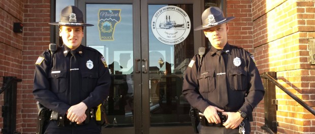 (left to right) Officer Michael Chappell and Jesse Testut.