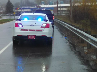 Police car hit by mailbox thrown from overpass on I-91 in Coventry