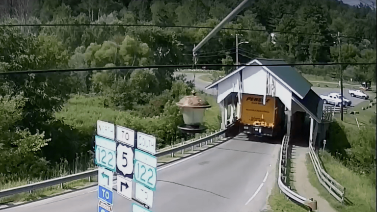 Another truck hits top of Lyndonville covered bridge