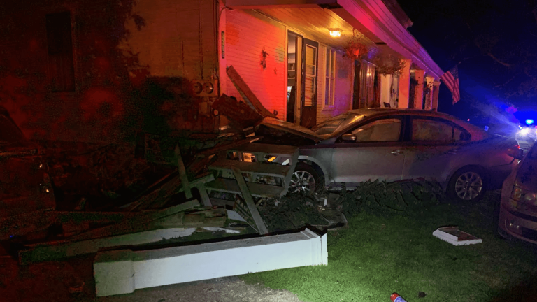 Driver crashes into porch in Monkton